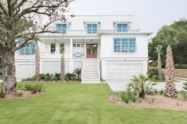 Classic Oyster White with Light Blue Shutters