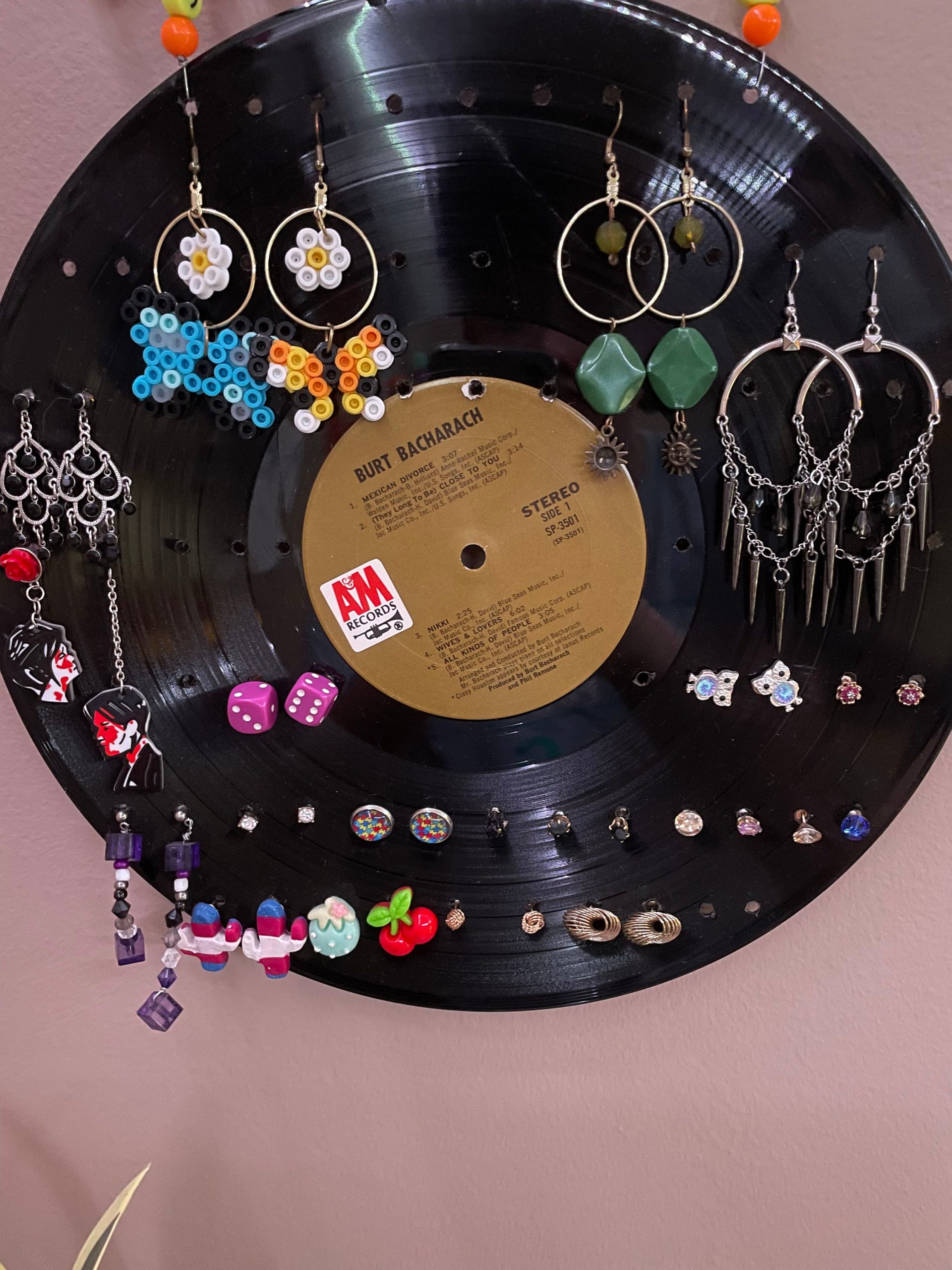 Old Vinyl Record Earring Holder